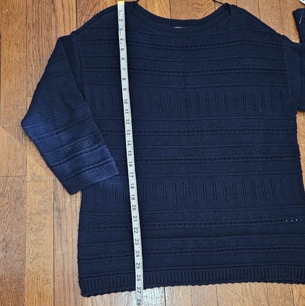 NWT Style & Co. openwork mixed knit sweater,Navy Blue Women's 100% Cotton - Picture 7 of 10